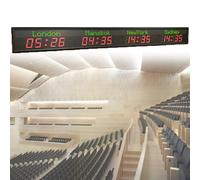 World Time Zones Clock - Wall Mounted Large Digital LED Display for Multiple Cities, Mobile Phone and Computer Connection