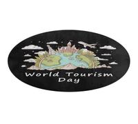 World Tourism Day Area Rugs Carpet Floor Mat Home Decor 90 * 90cm | Non Slip Washable Indoor Short Pile for Bedroom Dining Living Room