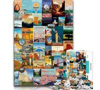 World Travel JigsawPuzzle 1000 Pieces for Adults,Challenging To Complete But Fun And Humorous with Matching Poster And Trivia Sheet 75x50cm