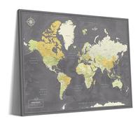 World Travel Map Pin Board on Canvas with Pins - Push Pin World Map Wall Art to Mark Your Trips, 100 Pins | Map of the World | Pin Adventure Map