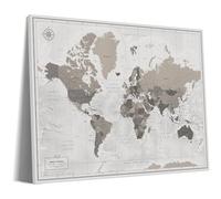 World Travel Map Pin Board on Canvas with Pins - Push Pin World Map Wall Art to Mark Your Trips, 100 Pins | Map of the World | Pin Adventure Map