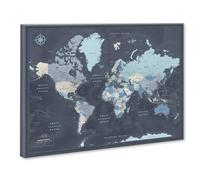 World Travel Map Push Pin on Canvas - Detailed World Map Pin Board - Travel Destinations Map World Map Wall Art by Pin Adventure map