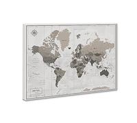 World Travel Map Push Pin on Canvas - Detailed World Map Pin Board - Travel Destinations Map World Map Wall Art by Pin Adventure map