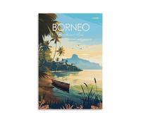World Travel Poster Borneo Traditional Travel Poster Borneo Travel Poster Borneo Poster Southeast Asia Poster Borneo Gift Wall Art Poster Canvas Poster Wall Art Decor Print Picture Paintings for Livin