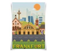 World Travel Posters Collection - 120 Famous Cities A3 Minimalist Wall Art Prints, Global Landmarks Home Decor (Germany Frankfurt)