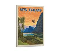 World Travel Retro Poster New Zealand Milford Sound Poster Print Art Wall Painting Canvas Posters Modern Bedroom Decor 08x12inch(20x30cm)