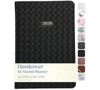 WORLD TRAVELER 2026 Planner - 6x8 Inch Weekly and Monthly Calendar Planner Agenda Book with Bookmark & Ribbon for School and Office, Size 6X8, Black Woven