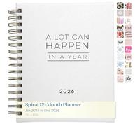 WORLD TRAVELER 2026 Planner Weekly and Monthly - 7'' x 8.75'' Hard Cover January December Spiral Daily Planner 2026 To Do List, Size 7X8.75, White/Can happen