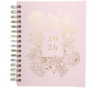 WORLD TRAVELER 2026 Planner Weekly and Monthly - 7'' x 8.75'' Hard Cover January December Spiral Daily Planner 2026 To Do List, Size 7X8.75, White/Golden Peony