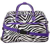 World Traveler 21 Inch Rolling Duffel Bag, Dark Purple Trim Zebra, One Size