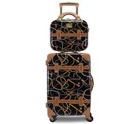 World Traveler Chariot Gatsby Vintage Style 2-Piece Hardside Carry-On Retro Train Case Spinner Luggage Set, Posh Black, 2-Piece Set (Tote/20-Inch), Chariot Gatsby Vintage Style 2-Piece Hardside