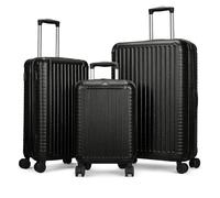 World Traveler Dejuno Abrams 3-Piece Lightweight Hardside Spinner Luggage Set, Black, Dejuno Abrams 3-Piece Lightweight Hardside Spinner Luggage Set