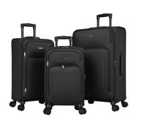 World Traveler Dejuno Jasper 3-Piece Lightweight Expandable Spinner Luggage Set, Black, Dejuno Jasper 3-Piece Lightweight Expandable Spinner Luggage Set