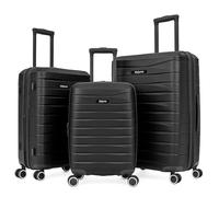 World Traveler Dejuno Motley 3-Piece Lightweight Hardside Expandable Spinner Luggage Set, Black, 3-Piece Set(20in,24in,28in), Dejuno Motley 3-Piece Lightweight Hardside Expandable Spinner Luggage Set
