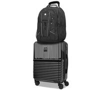 World Traveler Dejuno Ultimate Travel Combo Spinner Carry-On & Laptop Backpack 2-Piece Luggage Set, Onyx, Onyx, Dejuno Ultimate Travel Combo Spinner Carry-on & Laptop Backpack 2-Piece Luggage Set
