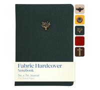 WORLD TRAVELER Eccolo Green Tree Emblem Blank Lined Journal Notebook, 256 Ruled Pages, Padded Fabric Hardcover, 5-x-7-inch