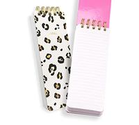 WORLD TRAVELER Eccolo Tall Spiral Memo Pad, 300 Pages, 150 Sheets, Double Spiral Binding, Office Essentials for Work, List Notepad for Students, Class and Shopping, Leopard (3x8.5 inches)