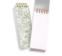 WORLD TRAVELER Eccolo Tall Spiral Memo Pad, 300 Pages, 150 Sheets, Double Spiral Binding, Office Essentials for Work, List Notepad for Students, Class and Shopping, Botanicals (Green, 3x8.5 inches)