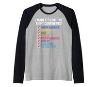 World Traveler Eight Continents 8 Traveller Zealandia Raglan Baseball Tee