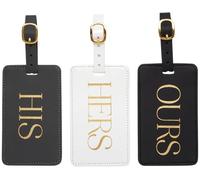 WORLD TRAVELER Luggage Tag Set - 3 Pack Baggage Tags Identifiers with ID Cards - Faux Leather Luggage Tags for Suitcases, His Hers Ours, One Size, 3PK LUGGAGE TAG