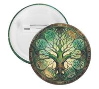 World Tree Badge Metal Round Pins, Lightweight Brooch for Backpack, Fashion Button Pins Badge for Shirts, Jackets, Shawl Coat, Unisex, 5PCS, Tinplate, metal round pins