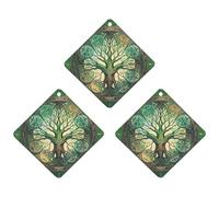 World Tree Car Air Freshener, 3 Pcs Rhombus Hanging Air Freshener Cards, Long Lasting Fragrance Scented Cards for Car, Home, Office Black-style