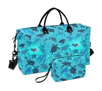 World Turtle Day Blue Sea Large Travel Duffel Luggage Carry On Tote Bag Sports Gym Tote Bag with Toiletry Bag for Workout Waterproof