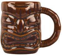 World Ultima Large 450ml Brown Ceramic Tropical Tiki Mug with Handle | Novelty Drinking Glass for Adults, Tiki Bar Accessories | Dishwasher-Safe Cocktail/Mocktail Glass for Mojito, Mai Tai & Zombies