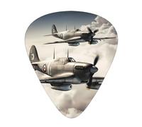 World War 2 Aircraft Airplane 12 Pack Guitar Plectrums With Storage Case, 0.46/0.71/0.96mm, Including Thin, Medium Thick Guitar Plectrums For Electric Guitars Bass Ukulele