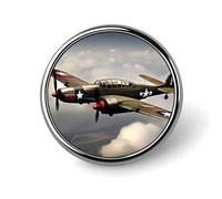 World War 2 Aircraft Airplane Badges Circle with Button Design, Personalized Picture Pin Brooches, Round Badge Holders for Decorate Hat Shirt Clothing Bag Accessories