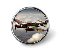 World War 2 Aircraft Airplane Badges Decorative, Durable Aluminum Alloy Round Badge, Lightweight Button Brooch for Shirts, Jackets, Hats, Uniforms 1"