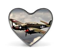 World War 2 Aircraft Airplane Badges Heart with Button Design, Personalized Picture Pin Brooches, Heart Badge Holders for Decorate Hat Shirt Clothing Bag Accessories