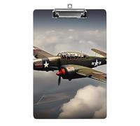 World War 2 Aircraft Airplane Clipboard, A4 Acrylic Clipboards with Hanging Hook, Ultra Lightweight & Shatterproof Writing Board for Office, Nurses, 8.5" X 12.5"