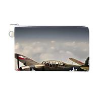 World War 2 Aircraft Airplane Coin Purses with Zipper, Personalized Zero Wallet for Shopping, Small Makeup Pouches Bag for Travel, Card Organizer Case, Portable Canvas Change Purses