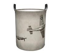 World War 2 Aircraft Airplane Collapsible Oxford Fabric Laundry Hamper, Waterproof With Handles - Foldable Storage Basket For Bedroom, Bathroom, Kitchen, Nursery, Car & Toys