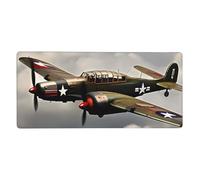 World War 2 Aircraft Airplane Desk Pad Protector Leather Office Desk Mat XXL Large Gaming Mouse Pad Non-Slip Waterproof Desktop Computer Keyboard Mat for Office Home 35.5 X 16 in