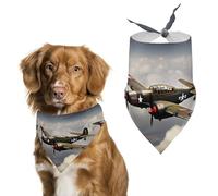 World War 2 Aircraft Airplane Dog Bandana Washable & Adjustable Triangle Scarf, Breathable Pet Scarf for Small Medium Large Pets, Cute Fashion Pet Accessory