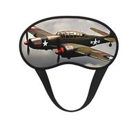 World War 2 Aircraft Airplane Eye Mask for Sleeping Soft Satin Sleep Shade Cover Blindfold with Elastic Strap Travel Nap Blackout Eye Shade Cover for Women Men