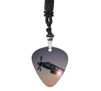 World War 2 Aircraft Airplane Guitar Pick Necklace Exquisite Titanium Steel Personalized Necklaces Cool Pendant Necklaces Fashion Guitar Pick Holder Necklace Unique Gifts for Adult