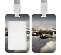 World War 2 Aircraft Airplane Id Badge Holder,Name Tag Holder with Detachable Lanyard,Waterproof Design Id Card Holder for Office, Workplace