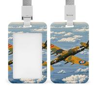 World War 2 Aircraft Airplane Id Badge Holder,Name Tag Holder with Detachable Lanyard,Waterproof Design Id Card Holder for Office, Workplace