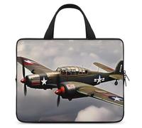 World War 2 Aircraft Airplane Laptop Sleeve Ultra-Thin, Lightweight & Waterproof 15inch Laptop Bags, Durable Neoprene Material, Portable Protective Computer Bag with Hand Strap