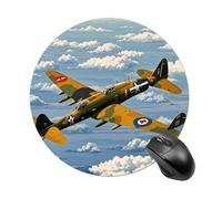World War 2 Aircraft Airplane Mouse Pad Round Laptop Mouse Mat Cute Computer Mousepad Keyboard Pad Non-Slip Desk Pads for Gaming Office Work Home