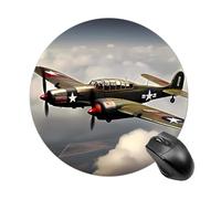 World War 2 Aircraft Airplane Mouse Pad - Ultra Thin, 7.8 Inch Round Mousepad with Non-Slip Rubber Base, Waterproof Mouse Mat for Office, Gaming