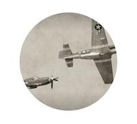 World War 2 Aircraft Airplane Pattern Printed Coasters Set of 6, Tabletop Protection Leather Coasters for Cup Drinks Coffee Pads Beer Bar Mat Gifts, Round Shape