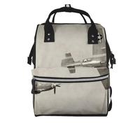 World War 2 Aircraft Airplane Pattern Prints Changing Bag Backpack Baby Diaper Bags for Mom Dad, Waterproof Nappy Rucksack Multifunctional Travel Bag