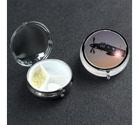 World War 2 Aircraft Airplane Pill Box 3 Compartment Round Metal Pill Case for Purse & Pocket, Portable Medicine Organizer Travel Pillbox Daily Pill Container Holder to Hold Vitamins, Fish Oil