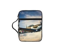 World War 2 Aircraft Airplane Print Book Protector Holder Case, Study Bible Carrying Case With Multiple Internal Compartments