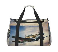 World War 2 Aircraft Airplane print Carry on Luggage for Women Men Shoulder Weekender Crossbody Bag for Yoga Travel Must Haves, Black, One Size