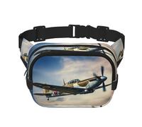 World War 2 Aircraft Airplane print Fashion Waist Packs Crossbody Belt Bag Fanny Pack for Women Crossbody for Traveling Running, Black, One Size